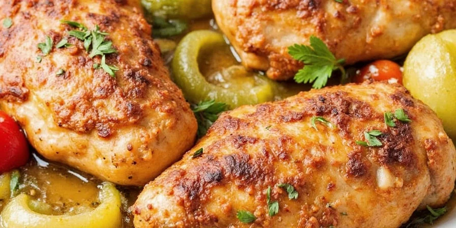 Provencal Chicken on a rustic table in a sunny French countryside setting