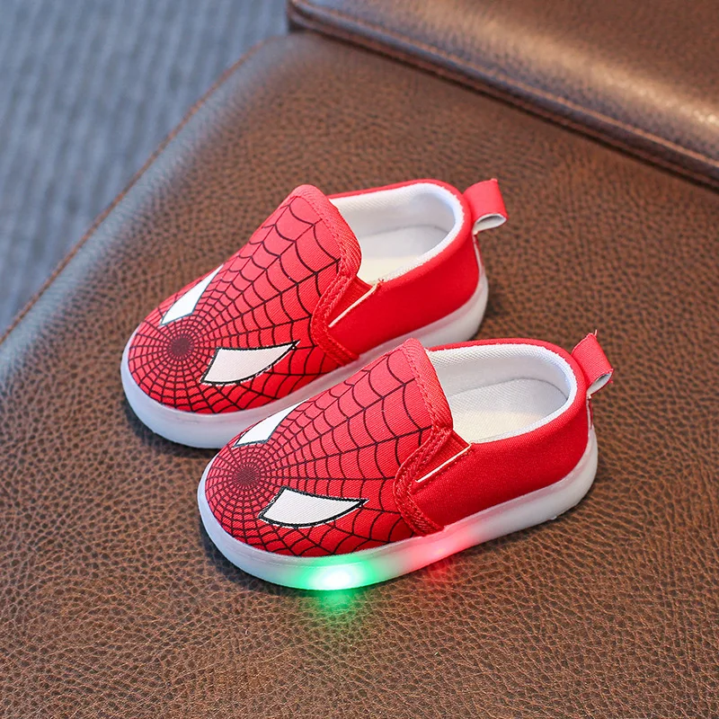 

Fashion cool spring spiderman led kids shoes lighting up kids boy shoes, Red/black/blue