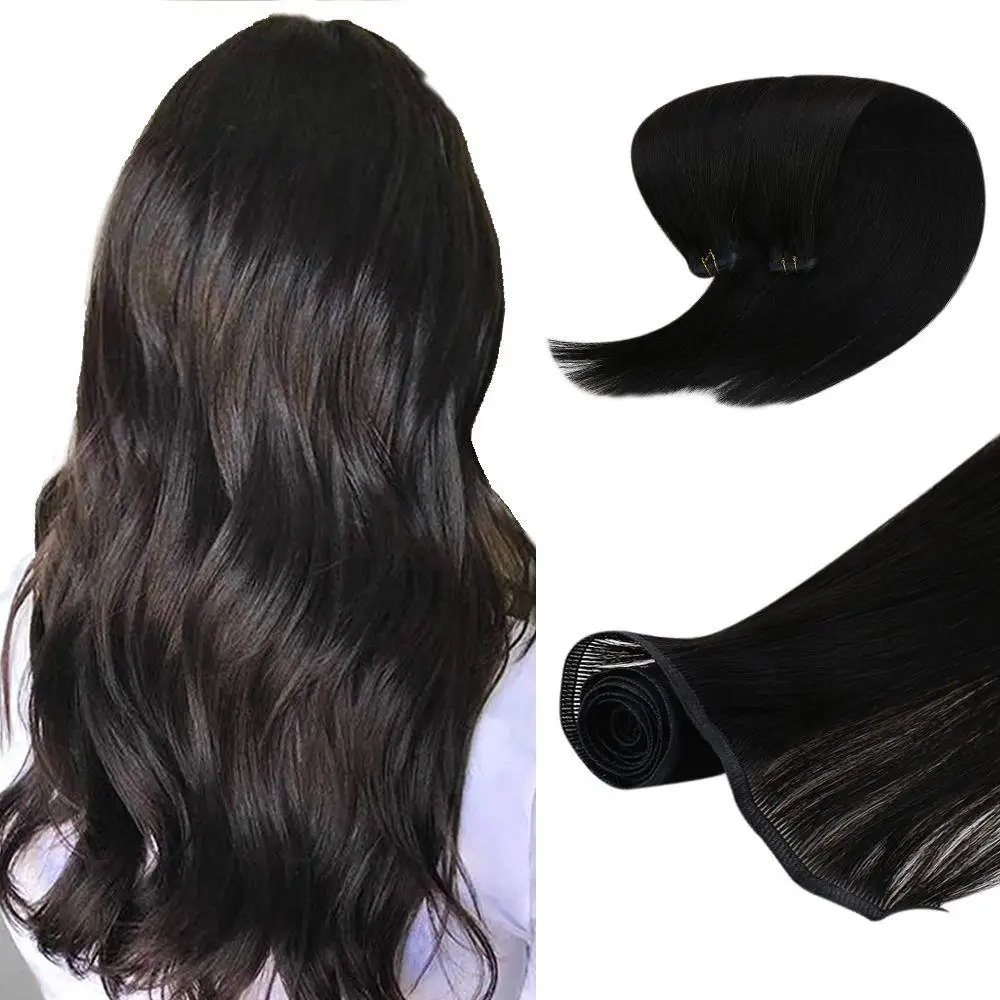 

Full Shine Seamless Natural Black 100% Virgin Human Hair Flat Track Weft Extensions