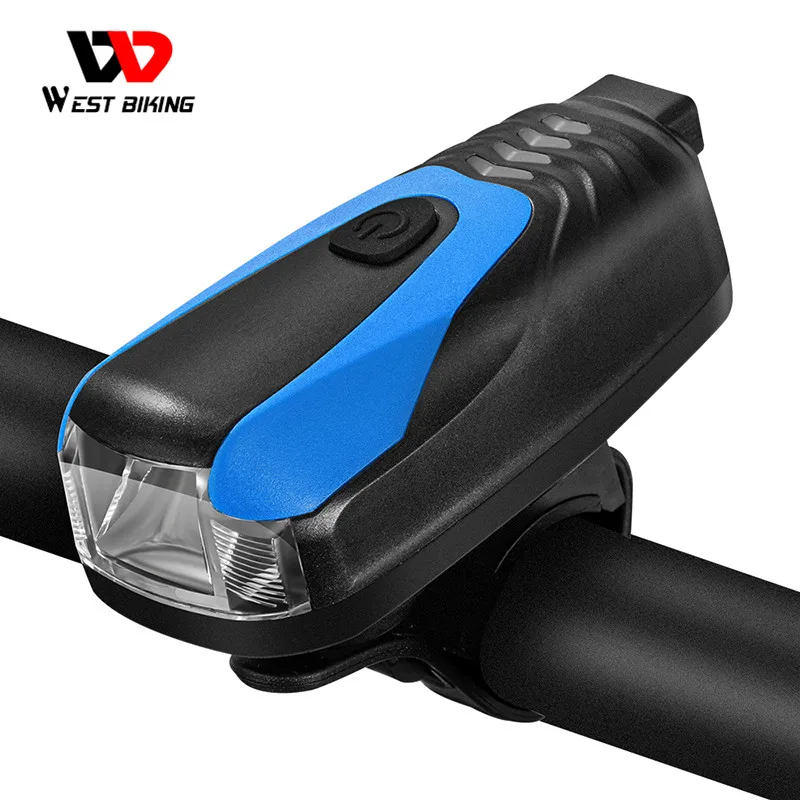 

WEST BIKING Bicycle Cycle Indicator Flashlight Bike Accessories Singnle Light With Remote Recharging Front Bicycle Headlight, Black/red/blue