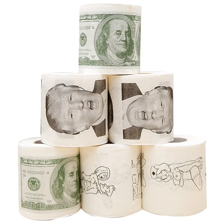 

Wholesale virgin wood pulp custom cheap funny figure donald trump dollars toilet paper, White/nature/customized