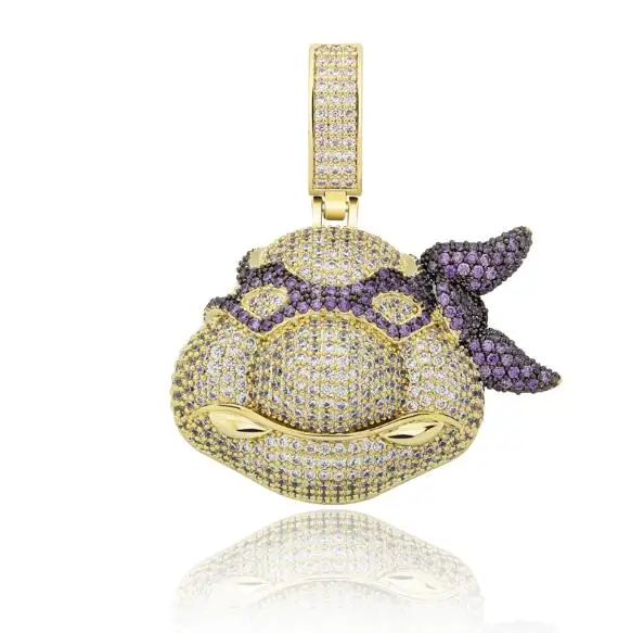 

New hip hop gold and silver Ninja Turtle Pendant Necklace