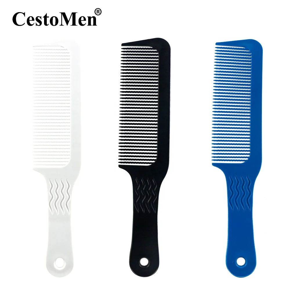 

CestoMen Salon Tools Hair Accessories Men Hair Cutting Clipper Trimmer Comb Wave Teeth Level Cutting Plastic Barber Flattop Comb, Black, white, blue