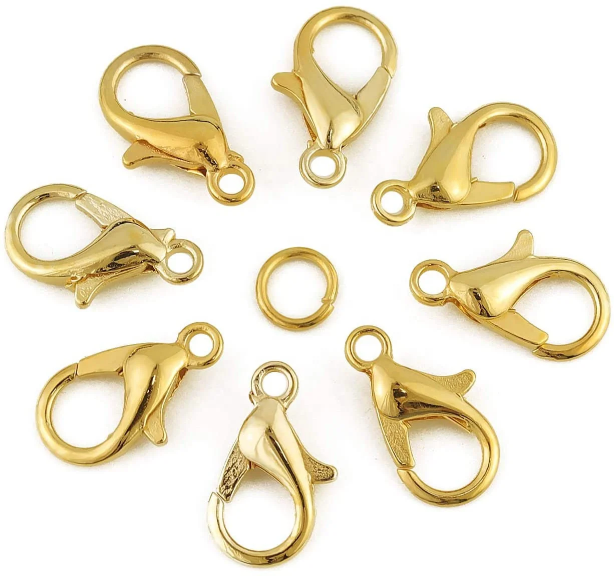 

Wholesale accessory lobster clasp stainless steel snap jewelry for bracelet and necklace making with closed ring, Gold,silver