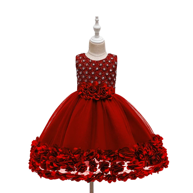 

Girl's Dress Rose Bow Princess Dress Kids Wedding Dress, Customized