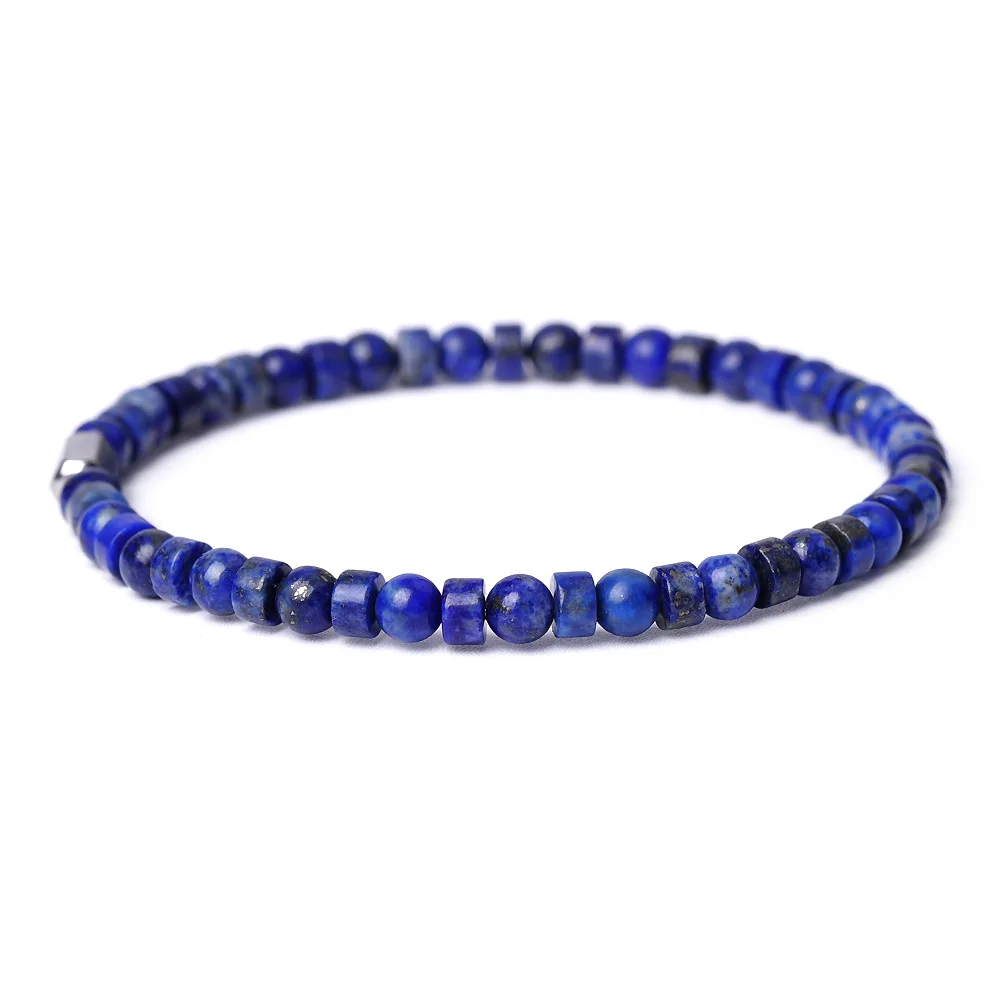 

Wholesales Men Gemstone White Pine Lapis Lazuli Beaded 4mm Stone Bracelets Bangle Natural Stones Bracelets, Colorful