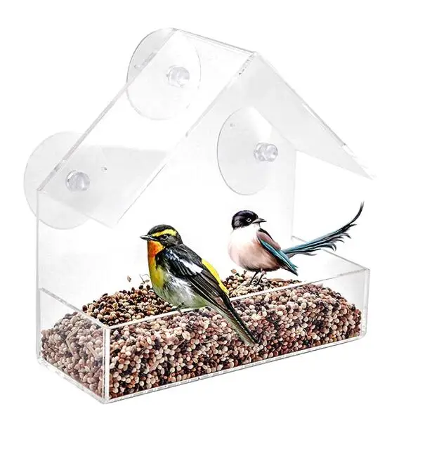 

Clear Window Bird Feeder Bird House With Suction Outdoor Garden Feeding Bird Feeders, Transparent