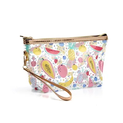 

Women Transparent PVC Material Cosmetic Bag Fruit Pattern Zipper Waterproof Comfortable Toiletery Bag Cosmetic, Mix (as picture)
