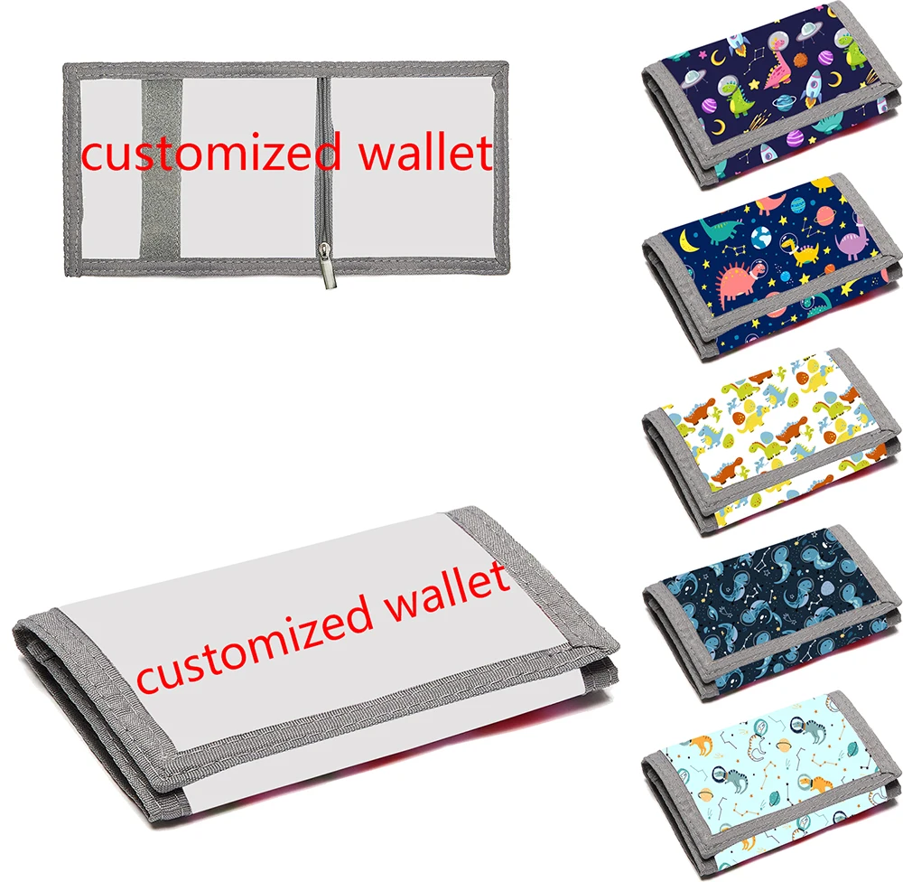 

Custom low 1 MOQ DIY design cartoon pictures sublimation zipper money clip slim children kids coin purse wallet