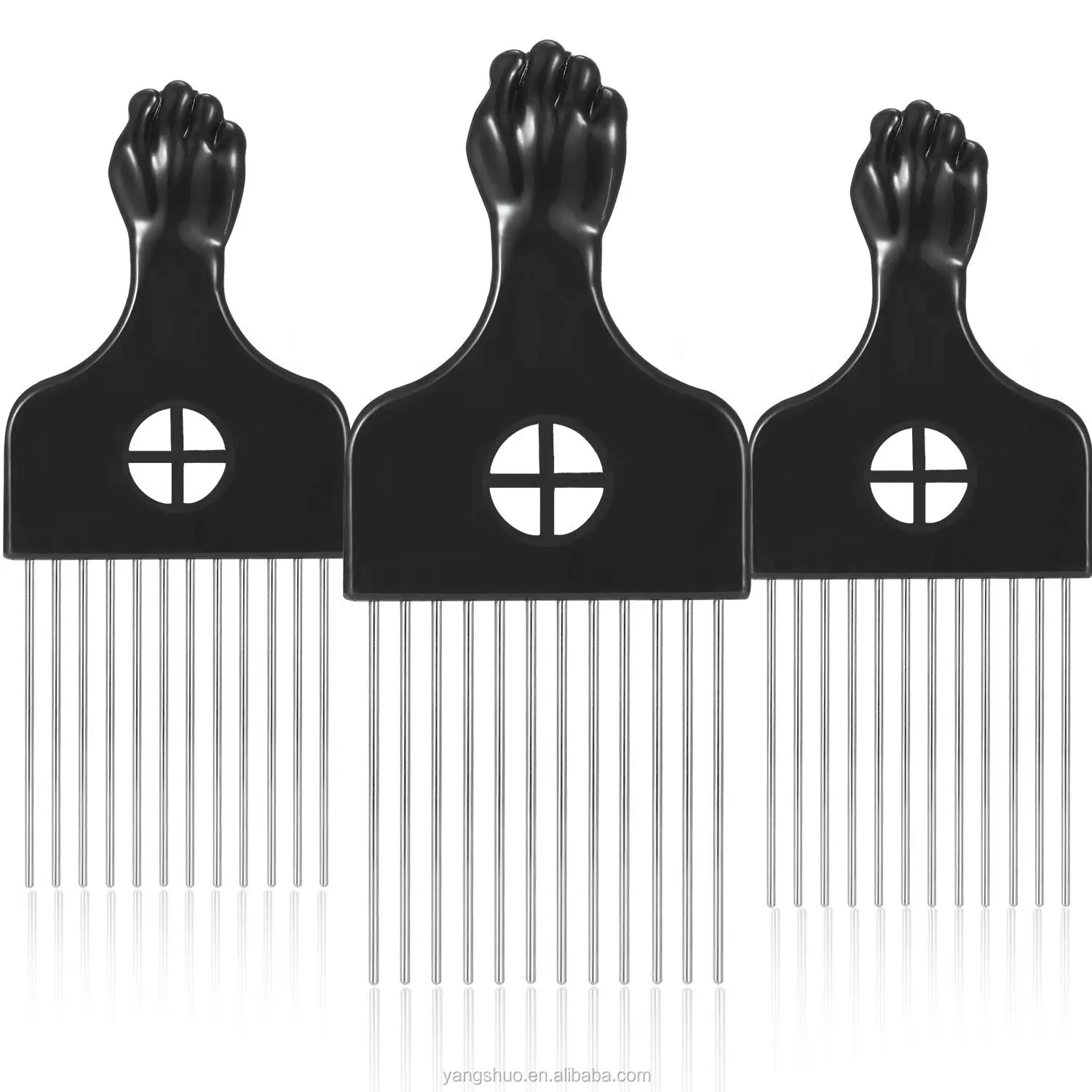 

Afro Comb Metal Pick Comb Afro Braid Pick Hairdressing Detangle Wig Braid Hair Styling Comb Styling Tool, Black