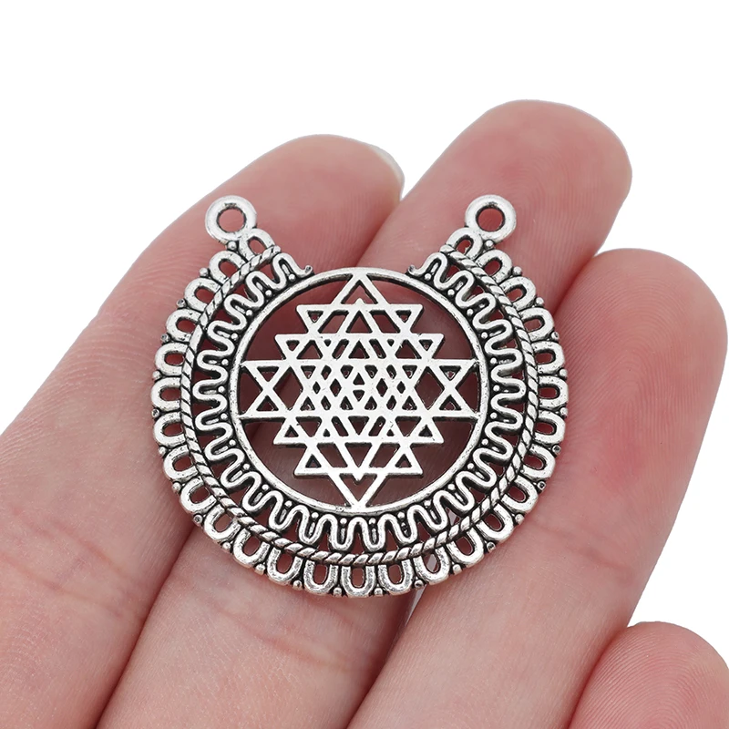 

Antique Silver Hollow Sri Yantra Meditation Charms Pendants for Necklace Jewelry Making Accessories