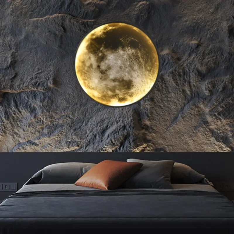 

Hotel Decorative Bedroom Wall Sconce Fixtures Modern Led Indoor Lighting Custom 3D Moon Night Wall Lamp Light