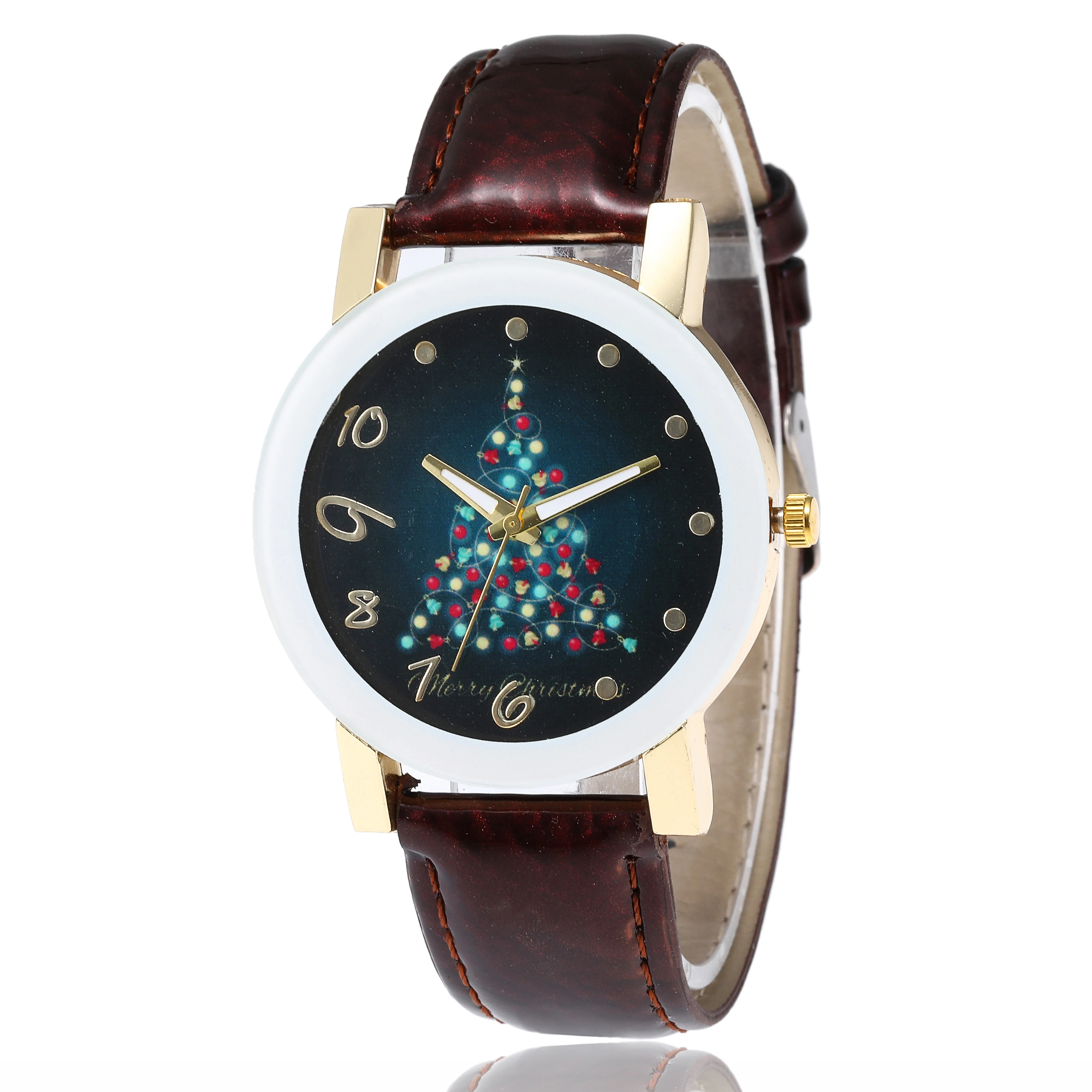 Latest Women Leather Quartz Wrist Merry Christmas Tree Ladies Watches JSW-1088