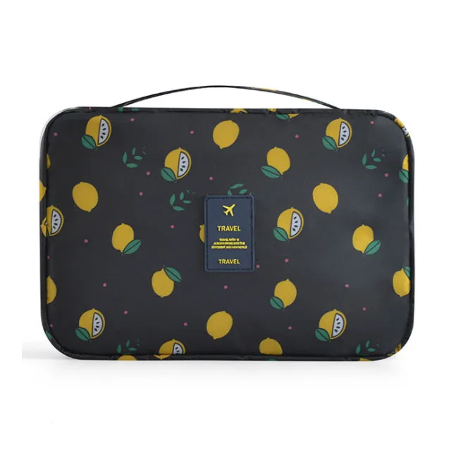 

Large Navy Lemon Hanging Toiletry Bag Sustainable Cosmetic Make Up Organizer For Girls waterproof