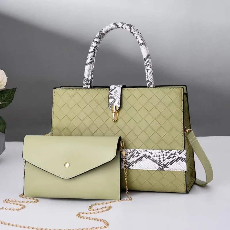 

New Arrival Pu Leather Women Handbag Serpentine Quilted Bags Ladies Shoulder Crossbody Hand Bag Set, 8colors