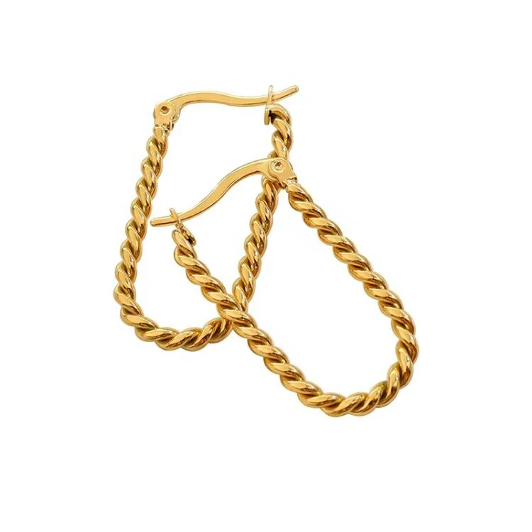 

Custom Big Gold Plated Stainless Steel Statement Hoop Stud Earrings for Women Hot Selling