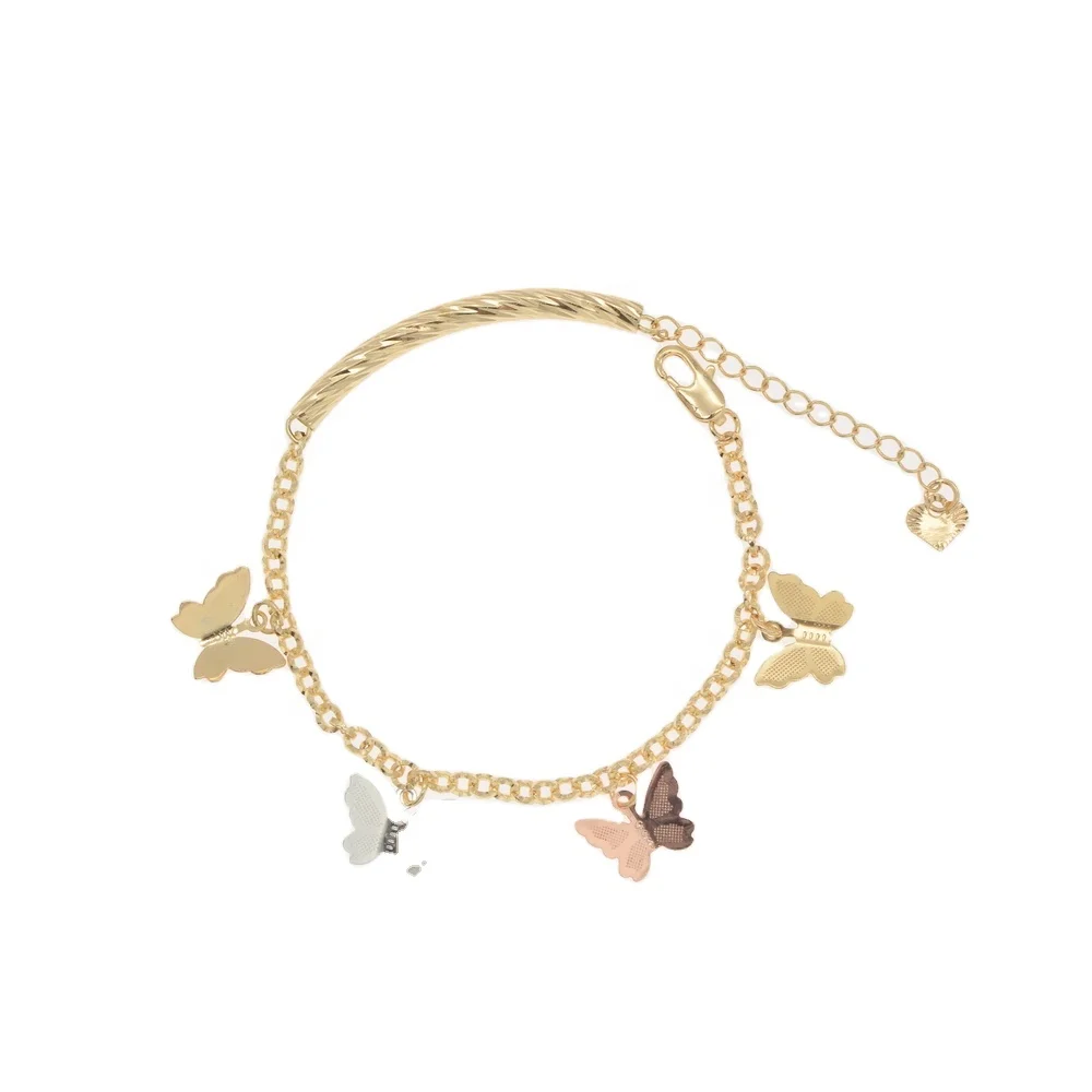 

Most Popular tricolor simple style cute jewelry animal cuban link chain butterfly bracelet