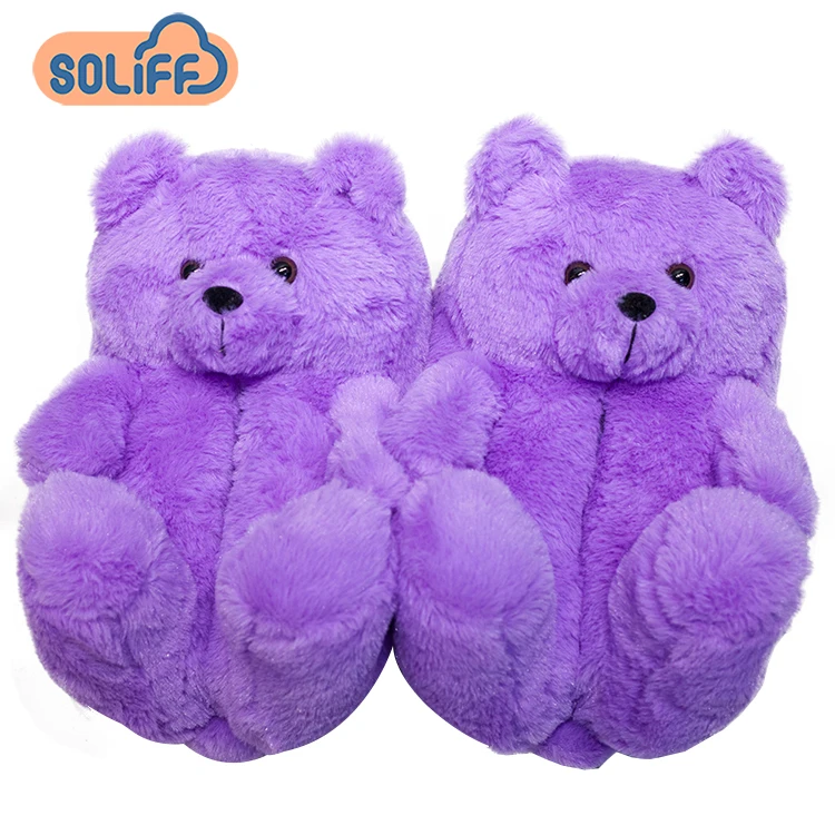 

2021 in stock same day delivery high quality teddy bear slippers indoor outdoor ladies non-slip bear slippers, Pink/yellow/grey or customized