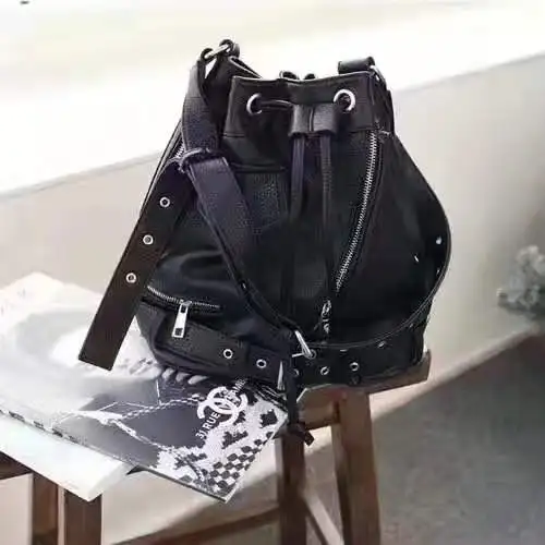 

Cappuccino Newest fashion retro style punk wind slanting bucket bag handbag