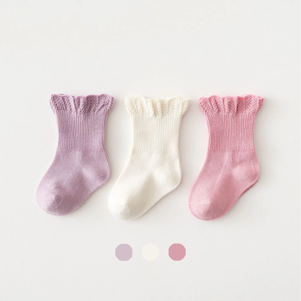 

Solid Color Spring Autumn Winter Solid Purple White Pink Princess Girls Casual Ankle Baby Socks Kids Cotton Socks