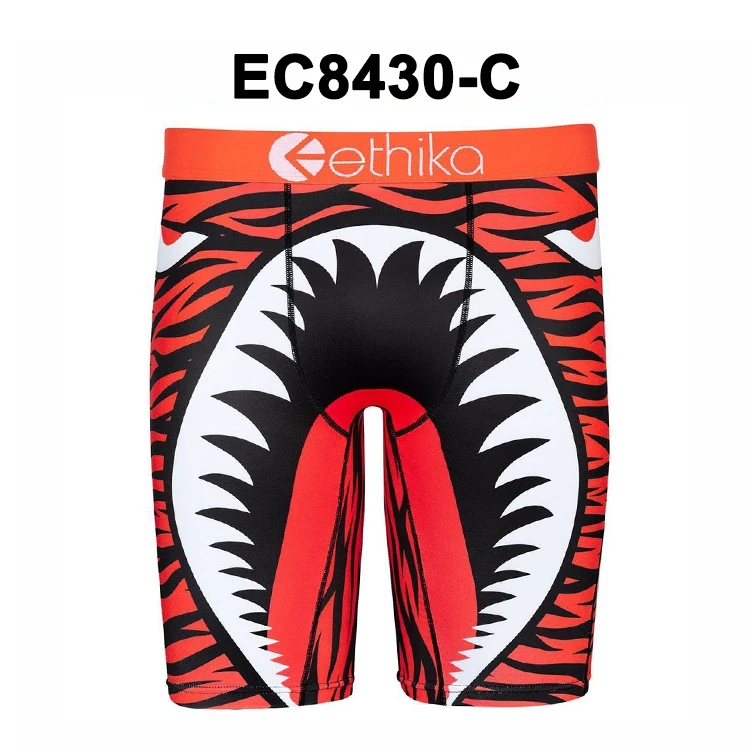 
amazon hot Camouflage Shark mouth boxer ethikaed Mens underwear shorts elastic ethikaed sport boxers briefs wholesale for men 