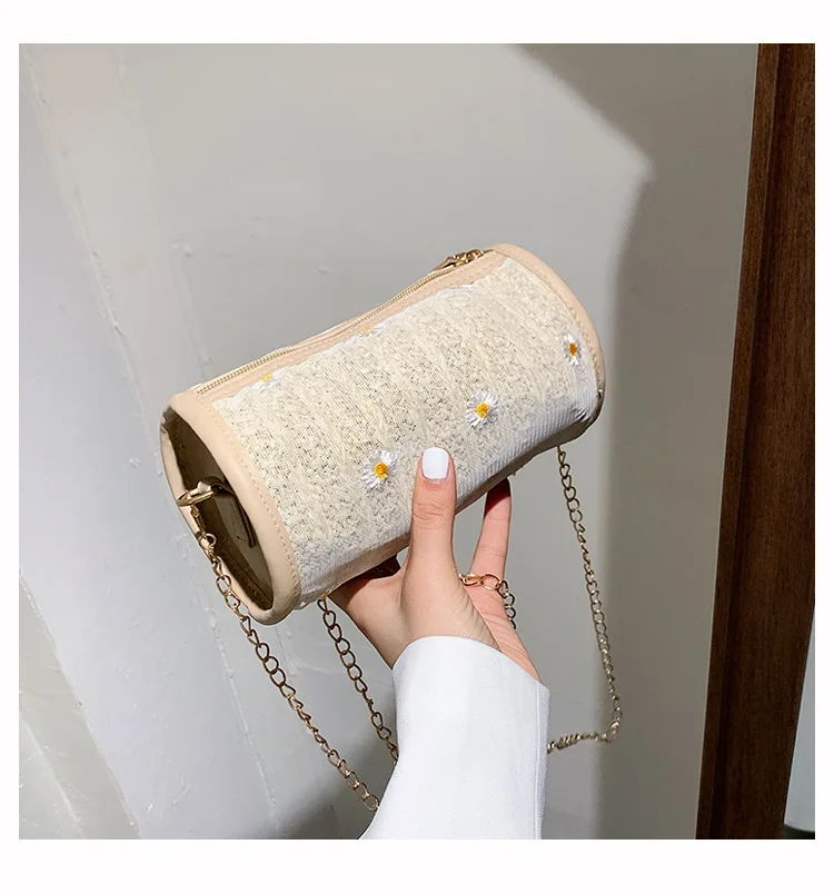 

straw basket bag weaving 2021 summer new design chains mini fashion bucket bags crossbody purses for women, Customized color