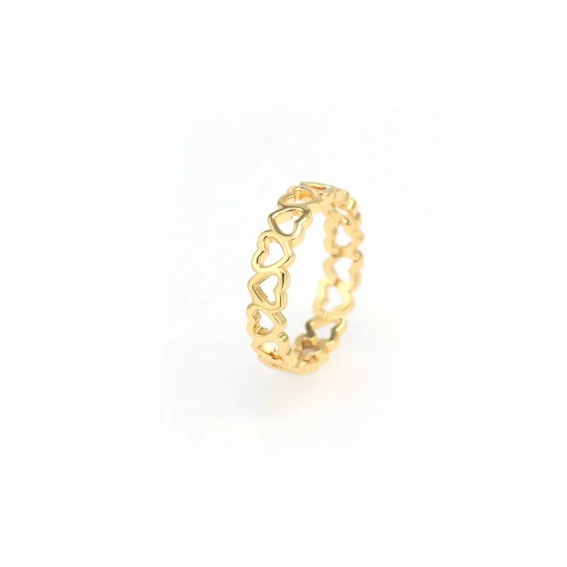 

hollow heart surrounded minimalist gold rings for women