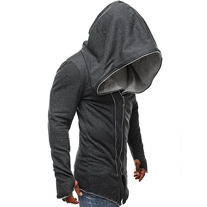 

irregular dark cloak Assassin's zipper long sleeve hoodies for men, Custom pantone color