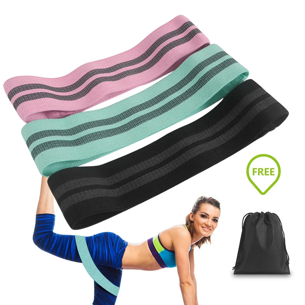 

Women Men Stretch Exercise Loops Thick Wide Non Slip fabric resistance bands set