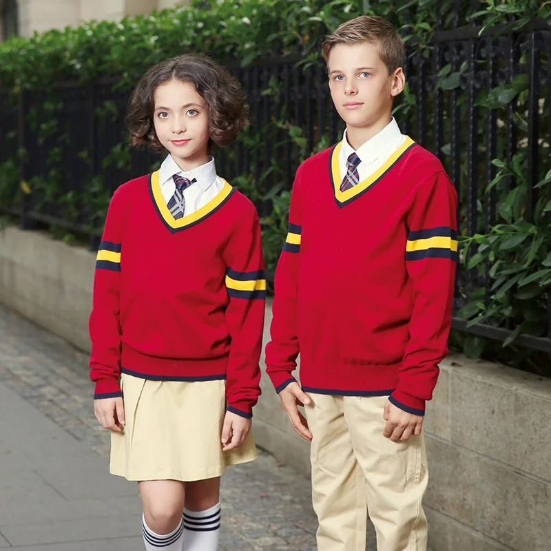 Latest Design Unisex School Uniform Red Cardigan Sweater For Primary ...