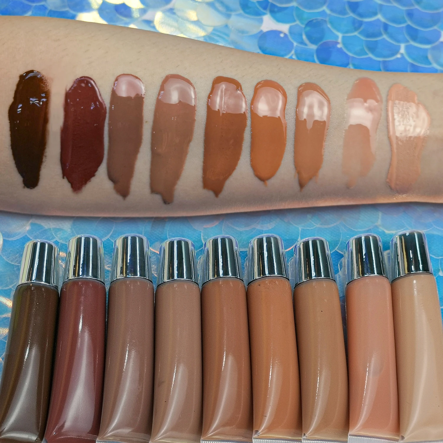 

High Shine Vegan Non-sticky Nude lip gloss private label squeeze lipgloss vendor