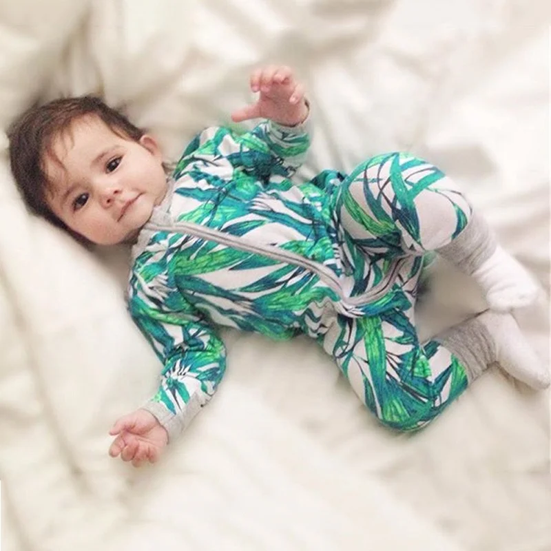 

Baby Zipper Romper Bodysuit With Digital Printing Bamboo Baby Pajamas