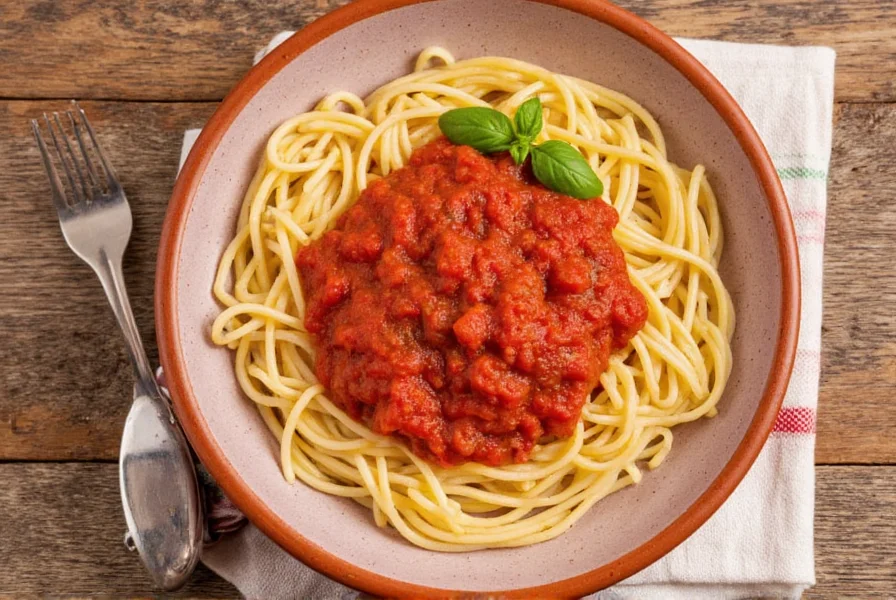 Homemade pasta with tomato sauce