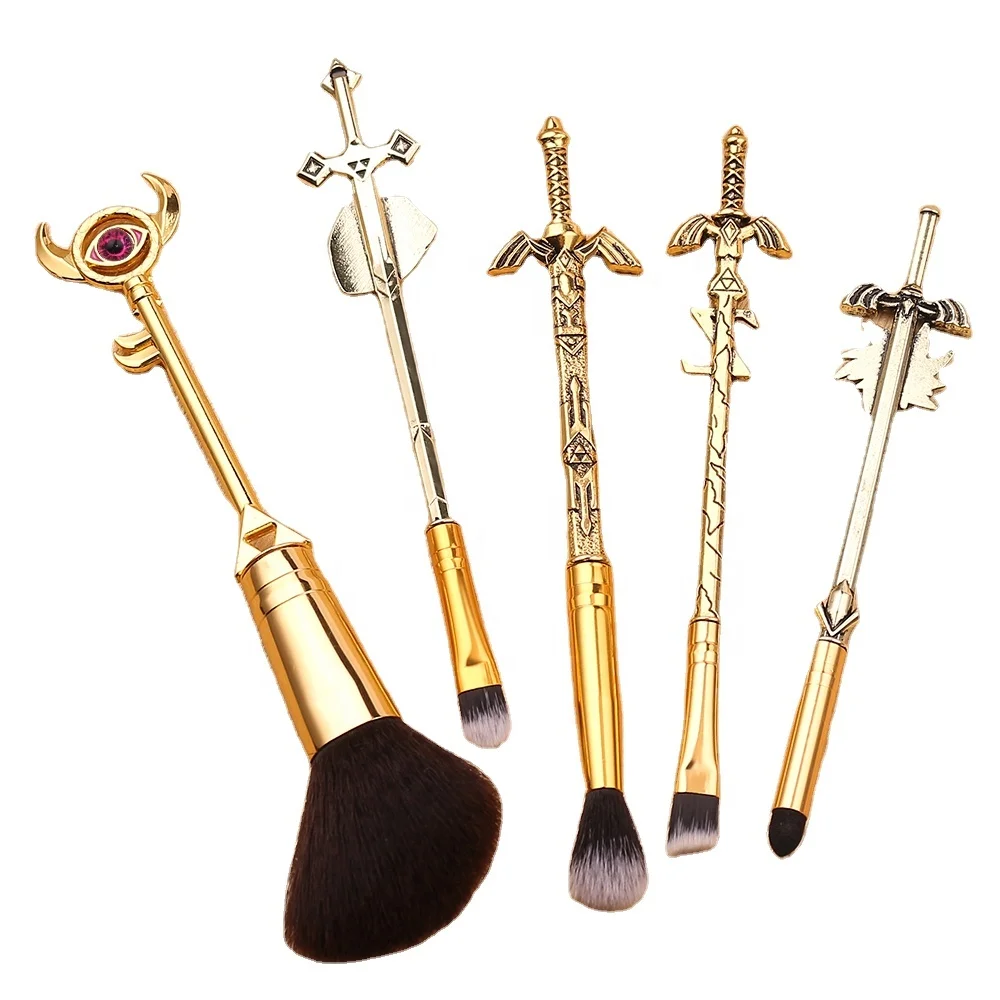 

Dropshipping Amostra Maquiagem Organic Metal 5 Pieces The Legend of Zelda Skyward Sword Makeup Tool Brush Set Make Up Brushes