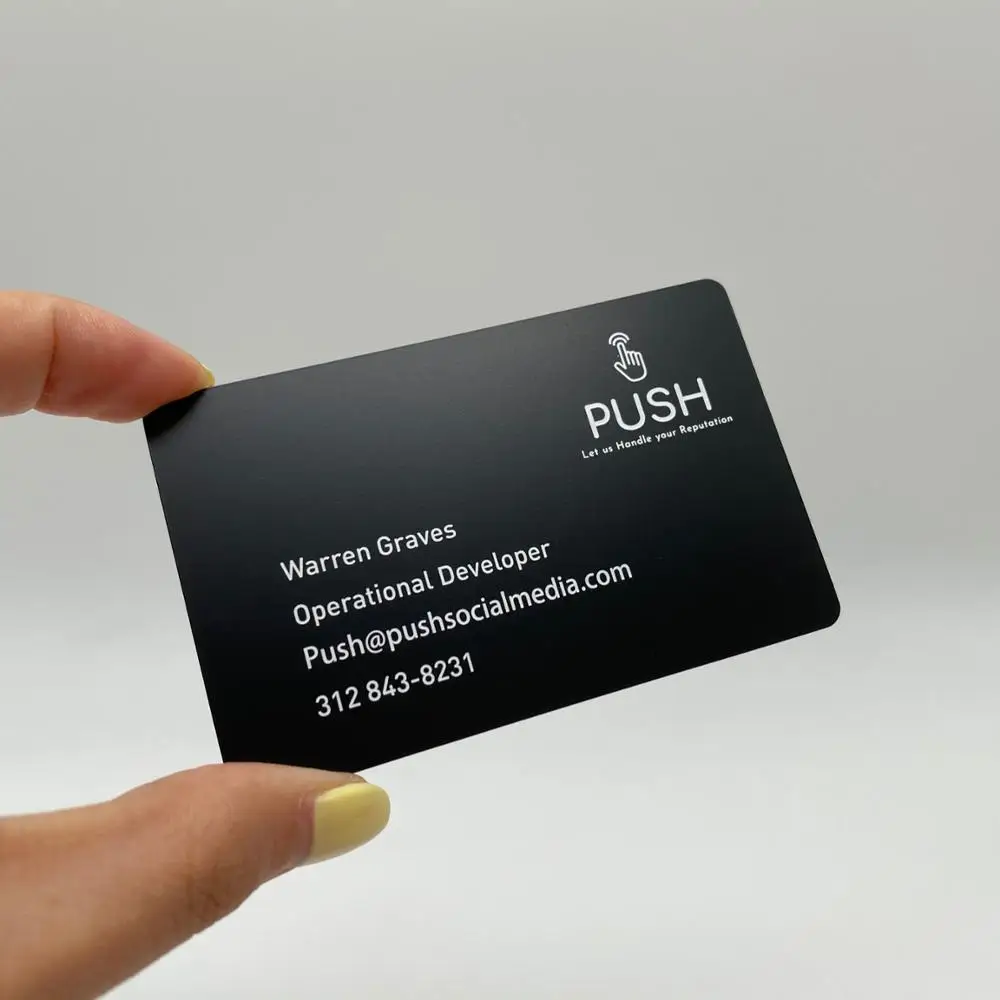

DU matte black luxury metal business card, Cmyk color or pantone color