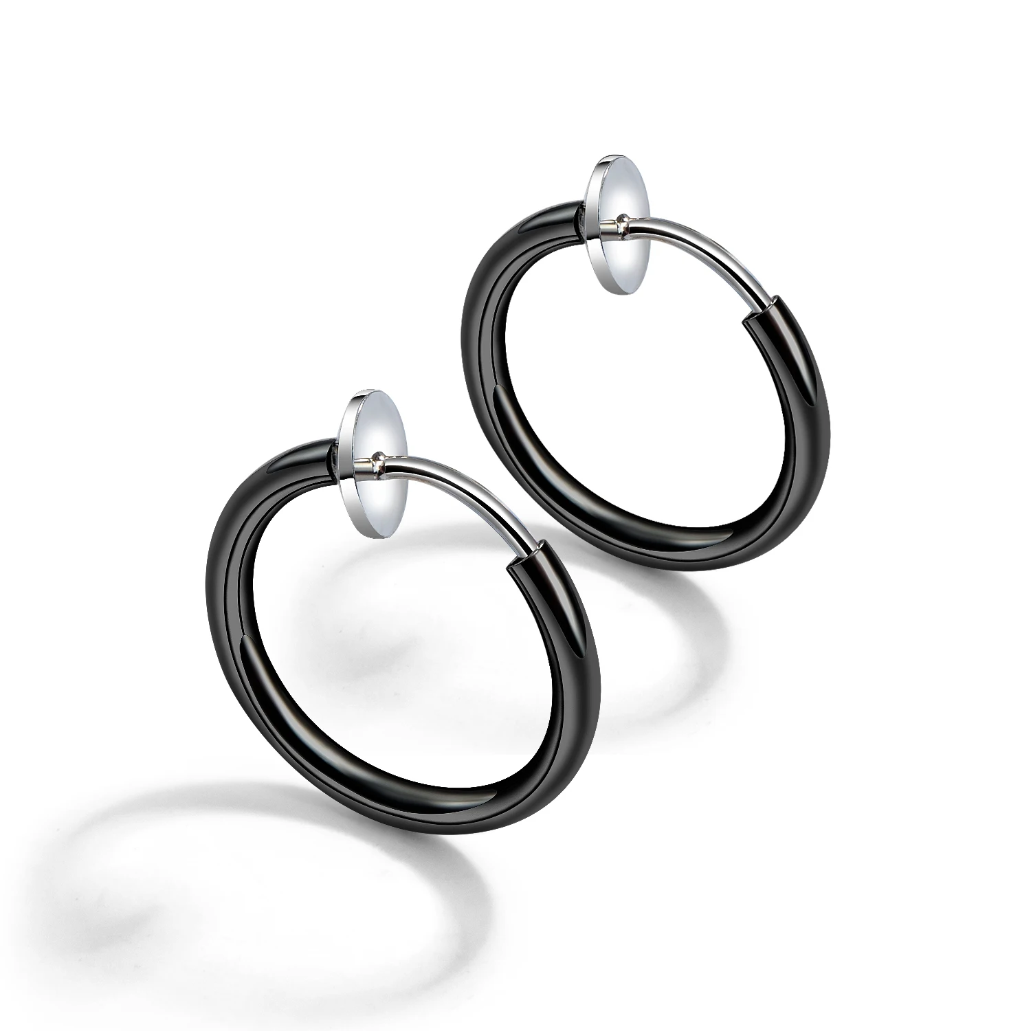 

Hot Sale Simple14k Gold Filled Hoop Plain Clip On Non Pierced Multi Color Earring, Black,silver, customized color