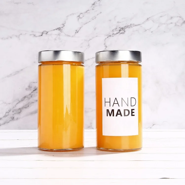 

Fermentation vegetable food sauce wide mouth glass jar 750ml with metal lid, Clear