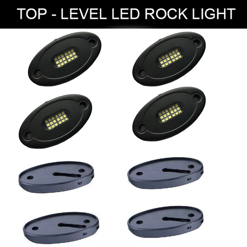 Best Selling 24 Watt Bt Control 8 Pod Rgb White Led Rock Lights For Under Motorcycle Car Glowing