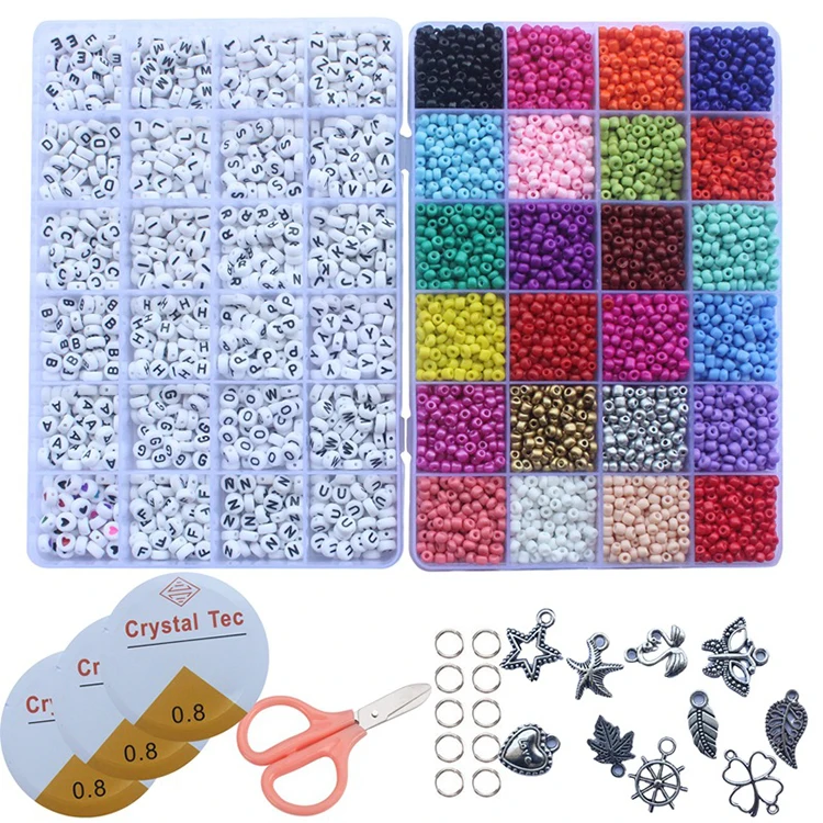 

Amazon Hot Sales 4800 Pcs  Glass Seed Beads Letter Beads Kit For Jewelry Making, Customized color