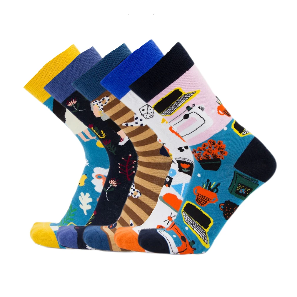 

2021 Fancy Men Novelty Multi Color Cotton Custom Women Fashion Sock