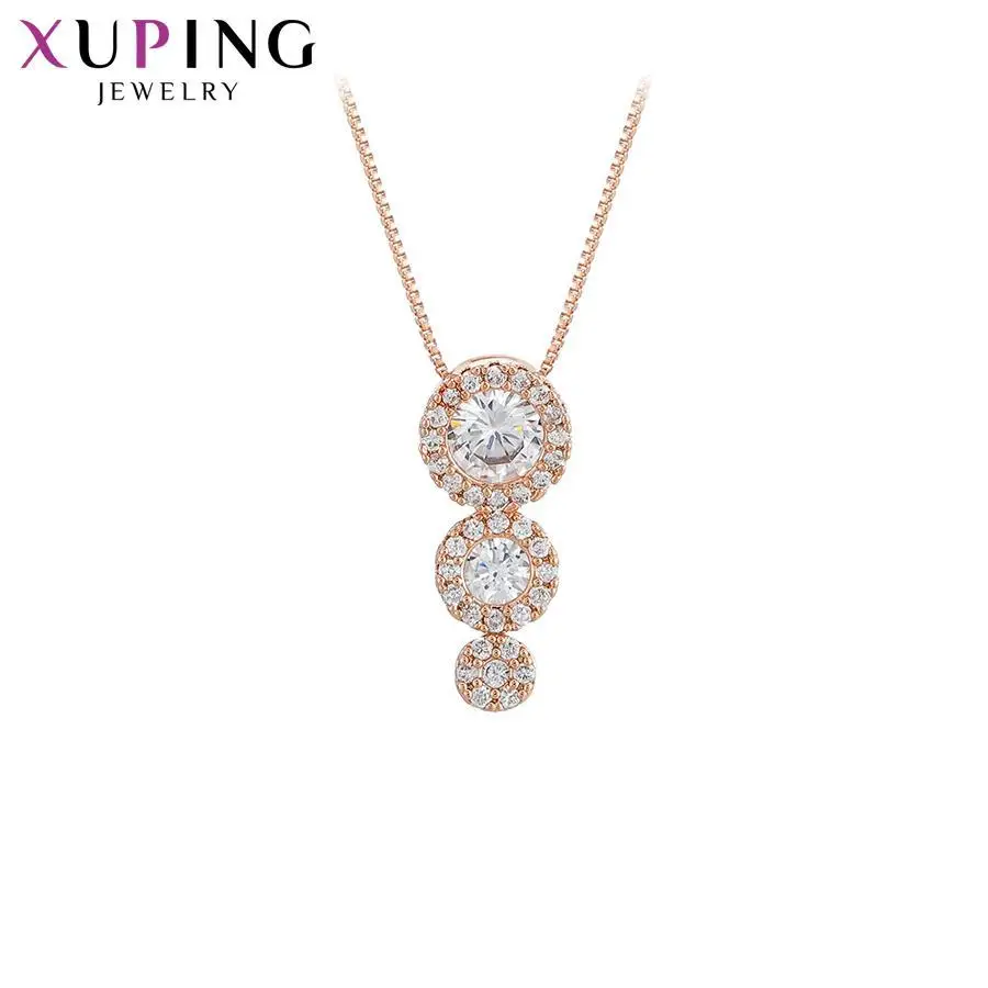 

YMnecklace-01278 Xuping Jewelry rose gold crystal jewelry color fashionable chain jewelry necklace with stone