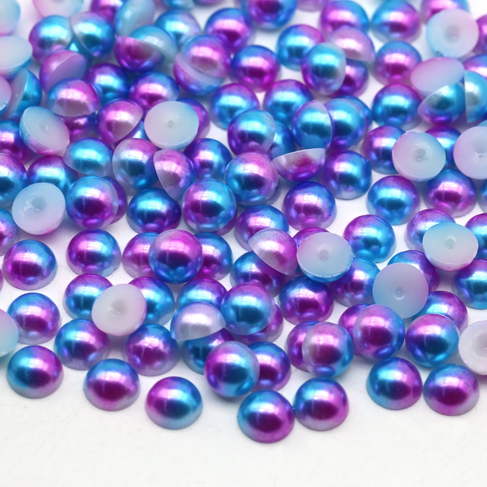 

XULIN 2mm 3mm 4mm 5mm 6mm 8mm 10mm Blue Purple Rainbow ABS Hlaf Plastic Beads Pearl Wholesale For Necklace Bag DIY, 113 kinds choose