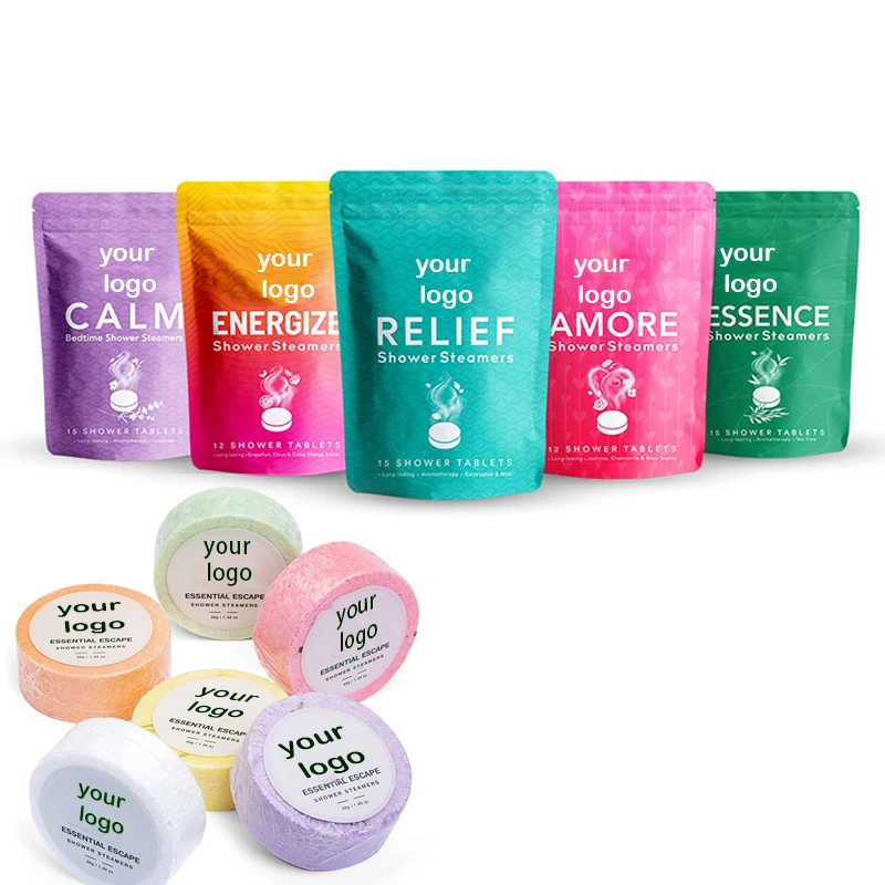 

OEM Customized Dried Flower Handmade Relaxing Natural Organic Essential Oil Cube Bath Bomb Shower Steamers, Colorful
