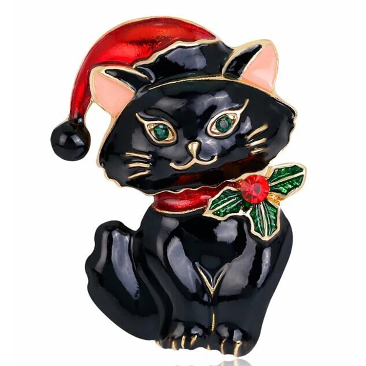 de Largo en Caja De Regalo Hermoso Broche De Moda Con Gato Negro 11.3 Gr 5.2 cm