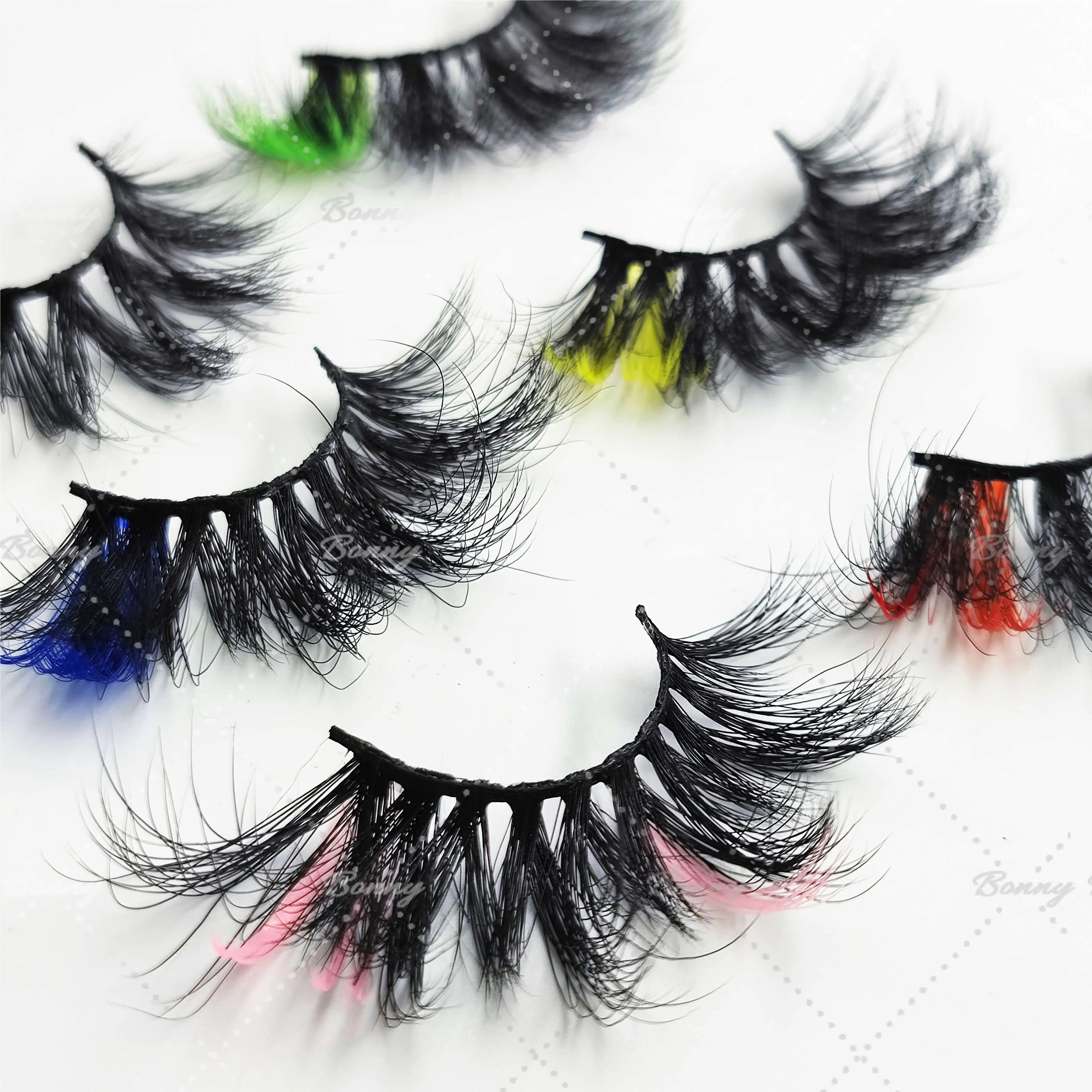 

Hot selling volume strip lashes color lashes cc curl wholesale volume d curl eyelash full strip pink mink eyelash