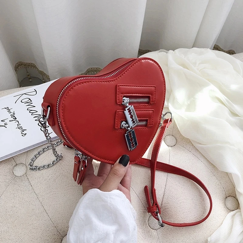 

Hot Sale Fashion Red Love Heart Shape Shoulder Bag Women Chain Crossbody Women Purses And Handbag, 10colors