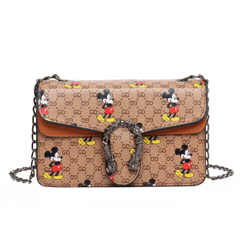 

Fashion Ladies Mickey Mouse Cartoon Handbag 2021 Crossbody Letter Fashion Chain Female Shoulder Bag, As picture