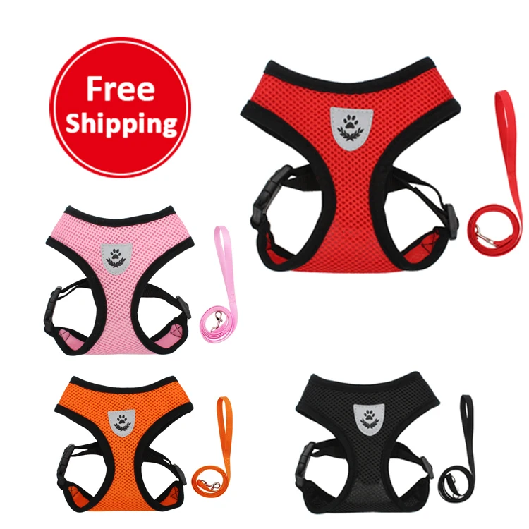 

Wholesale 2021 designer breathable comfortable mesh soft vest multi colors pet dog harness, Orange/ pink/ black/ red/ blue
