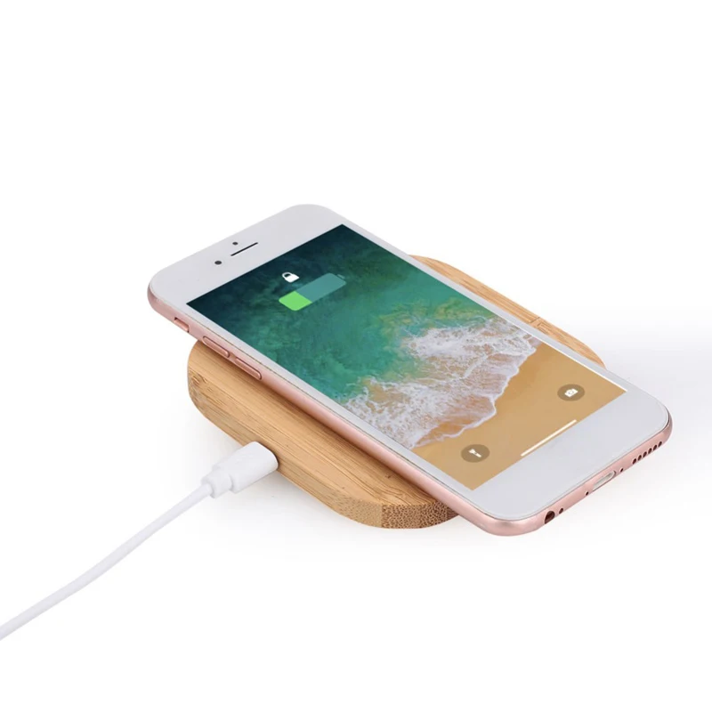 

2021 Hot Selling New Design Wood Wireless Charge Qi Universal Wooden Bamboo Wireless Phone Charger, Bamboo color