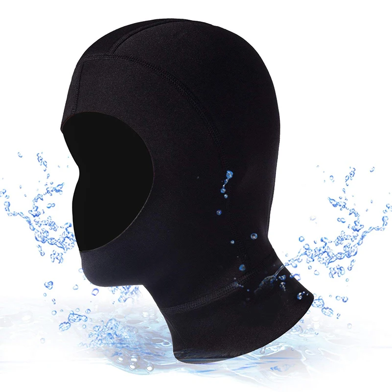 

Diving Hood 3mm Neoprene Full Face Mask Keep Warm Swimming Cap Wetsuit Diving Hood, Black